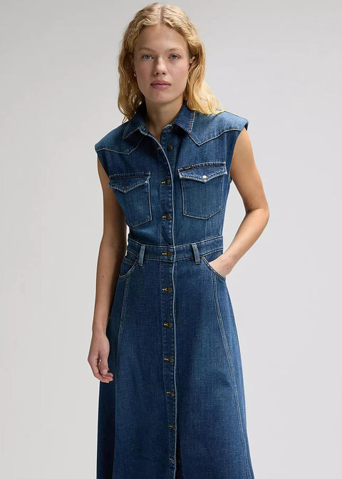 Lee Women Western Denim Maxi Dress Dark Magic Blue - www.succubus.at Lee Women Western Denim Maxi Dress Dark Magic Blue - www.succubus.at