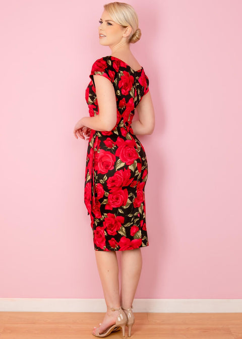 Pretty Dress Company Hourglass Sorrento 50's Pencil Dress Black